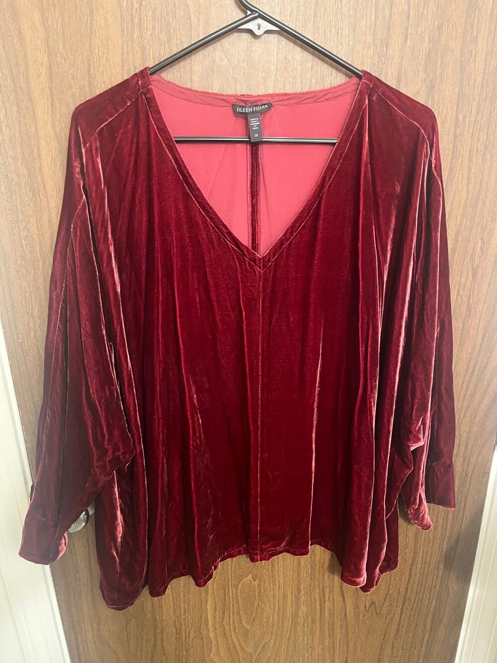 Eileen Fisher Red Velvet Top, Size 2X